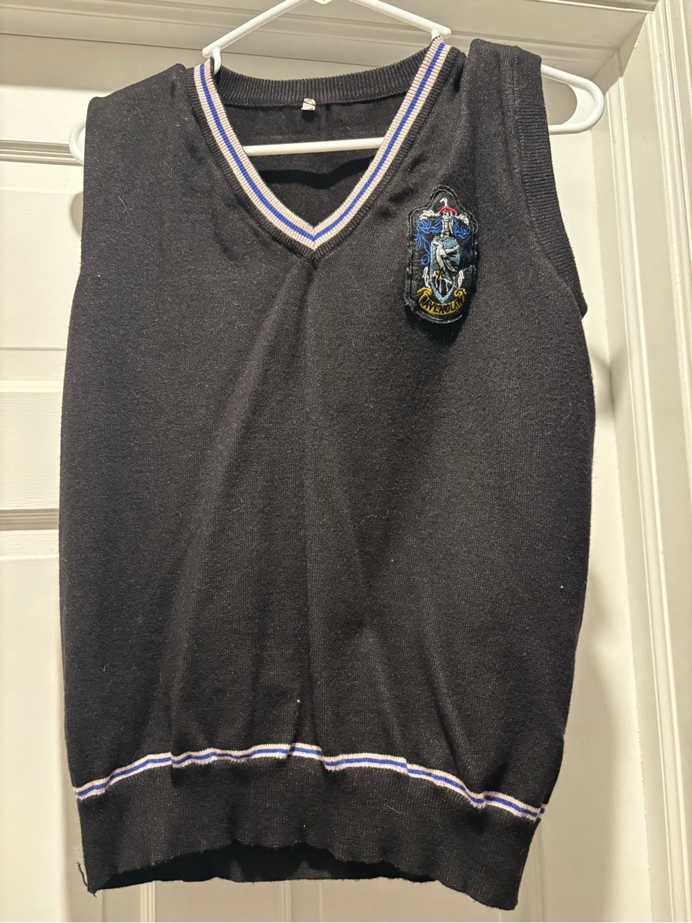 Women’s Ravenclaw Black V-Neck Knit Sweater Vest with Crest